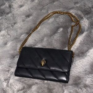 Kurt Geiger Black Quilted Clutch with Gold Chain